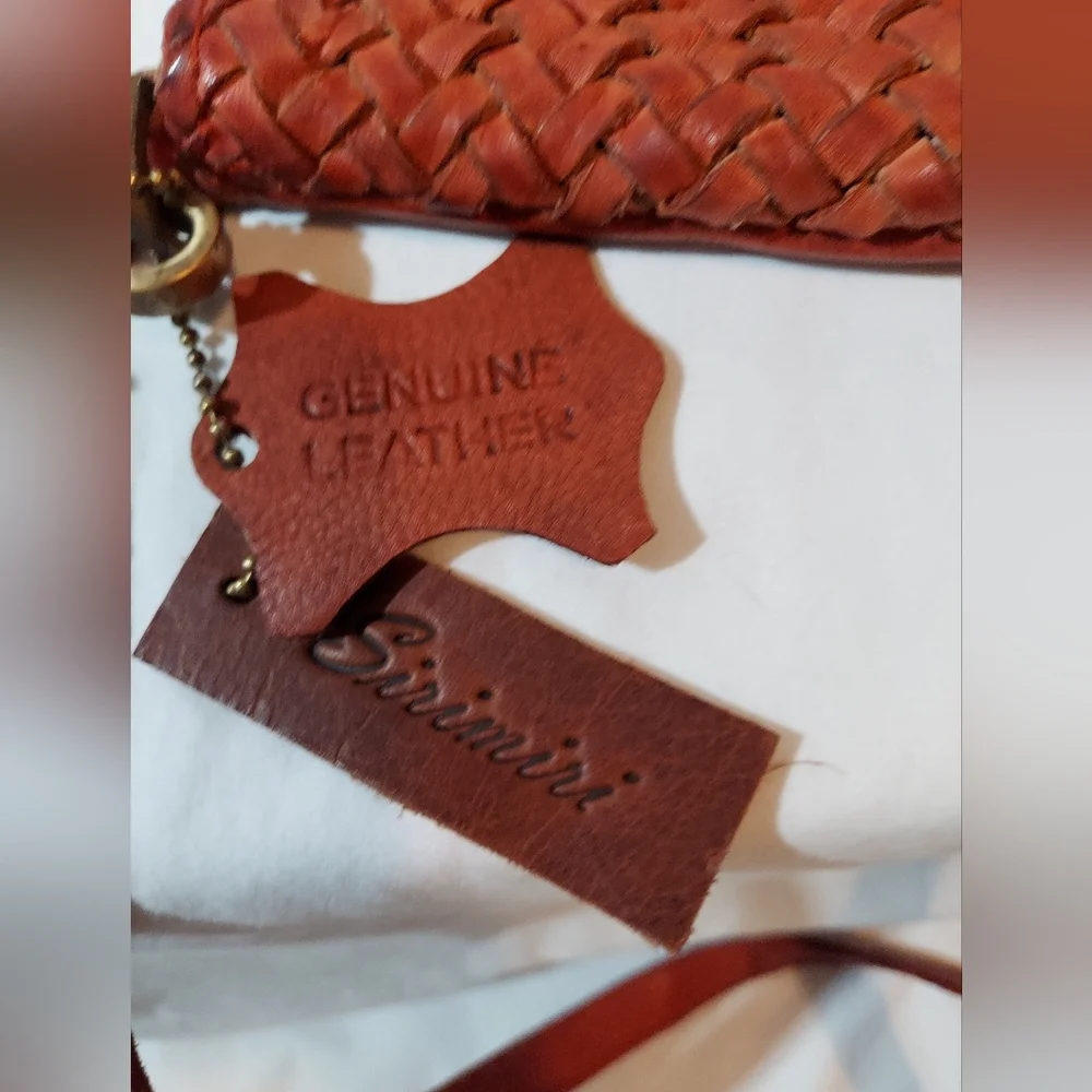 SirimiriDesigns Handwoven Braided Leather Crossbody Bag - Burnt Orange EUC